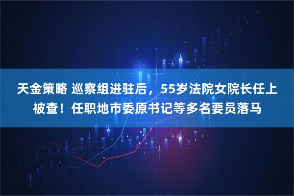 天金策略 巡察组进驻后，55岁法院女院长任上被查！任职地市委原书记等多名要员落马
