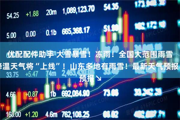 优配配件助手 大雪暴雪！冻雨！全国大范围雨雪降温天气将“上线”！山东多地有雨雪！最新天气预报↘